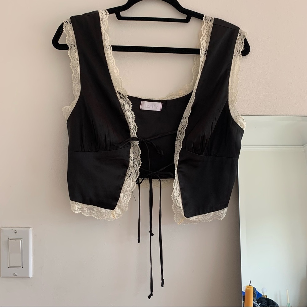 Isalis front tie lace black corset blouse